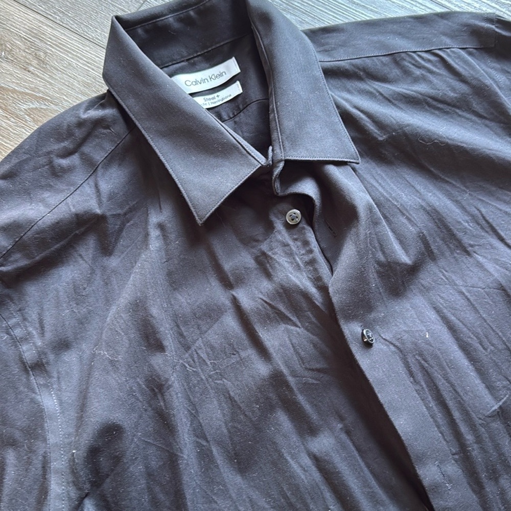 Calvin Klein Black Casual Button Down Shirt with Pointed Collar